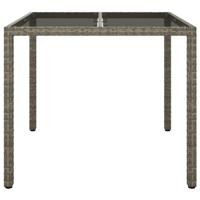 Tuintafel 90x90x75 cm gehard glas en poly rattan grijs - thumbnail