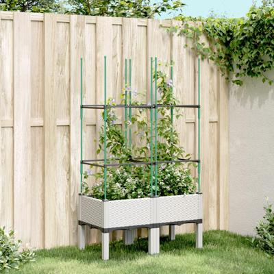 VidaXL Plantenbak met latwerk 80x40x142,5 cm polypropeen wit