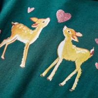Kindershirt met lange mouwen hertenprint 92 donkergroen - thumbnail