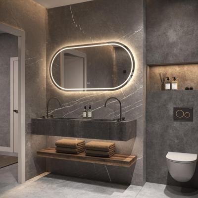 HIPP Design Phantom Ovaal Rechte LED spiegel - 120 x 70 cm - Directe en Indirecte LED - Spiegelverwarming - Kleurenwissel - Touch Dimmer