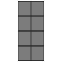 Schuifdeur 90x205 cm gehard glas en aluminium zwart - thumbnail