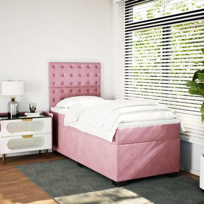 Boxspring met matras fluweel roze 120x200 cm