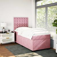 Boxspring met matras fluweel roze 90x190 cm - thumbnail