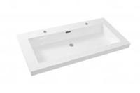 Wiesbaden Vision wastafel enkel met 2 kraangaten 100x46x5,5 kunstmarmer glans wit - thumbnail