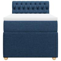Boxspring met matras stof blauw 200x200 cm - thumbnail
