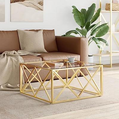 Salontafel 80x80x40 cm roestvrij staal en glas