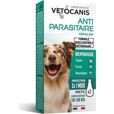 VETOCANIS 2 Anti-vlooien en anti-teken pipetten - Voor honden 10-20 kg - 2x 1 maand bescherming