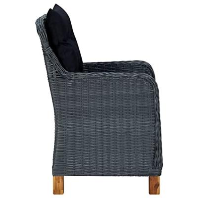 Tuinstoelen 2 st met kussens poly rattan donkergrijs - thumbnail