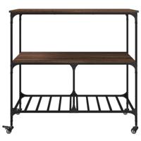 Keukentrolley 100x50x95 cm bewerkt hout bruin eikenkleurig - thumbnail