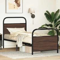 Bedframe zonder matras bewerkt hout bruin eikenkleur 107x203 cm - thumbnail