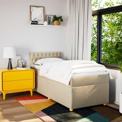 Boxspring met matras stof crèmekleurig 120x200 cm