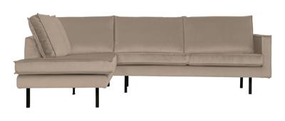 WOOOD Hoekbank 'Rodeo' Links, Velvet, kleur Khaki