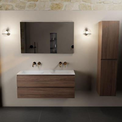 MONDIAZ AIVY 120cm badmeubel Mocha, wastafel Talc solid surface dubbel zonder kraangat (AI-351651TALC-NO - AI-M120MODU)