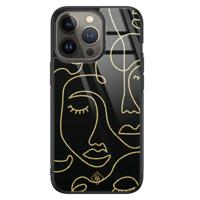 iPhone 13 Pro glazen hardcase - Abstract faces - thumbnail