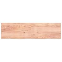 VidaXL Wastafelblad 220x60x(2-6) cm behandeld massief hout lichtbruin - thumbnail
