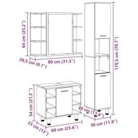 Badkamermeubelset 3 pcs Zwart 30 x 30 x 179.5 cm Bewerkt hout - thumbnail