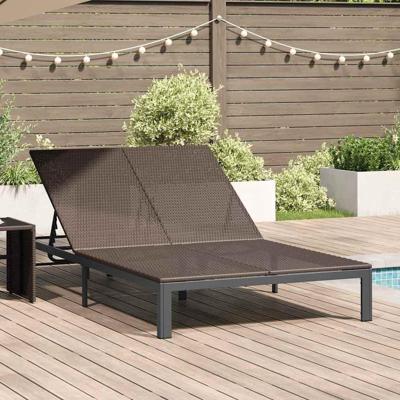Ligstoel 1-persoon Bruin 206 x 62,5 x 74 cm poly rattan