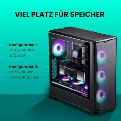 Phanteks PH-EC400GA_DBK01 Midi-tower Behuizing, Gaming-behuizing, PC-behuizing Zwart
