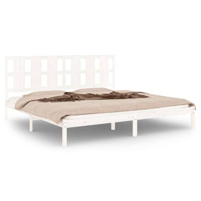 Bedframe zonder matras massief grenenhout wit 200x200 cm Bedframe zonder matras massief grenenhout wit 200x200 cm
