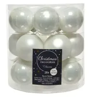 Decoris kerstballen glas winterwit 4cm 18st - thumbnail