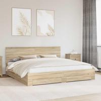 Bedframe met hoofdeinde Sonoma Eiken 200 x 200 cm Bewerkt hout - thumbnail