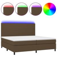 Boxspring met matras en LED stof donkerbruin 200x200 cm - thumbnail