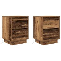Nachtkastjes met led-verlichting 2 st 38x34x50 cm oud hout - thumbnail