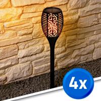 Solarlamp fakkel voordeelset 4 zwart met schemersensor - thumbnail