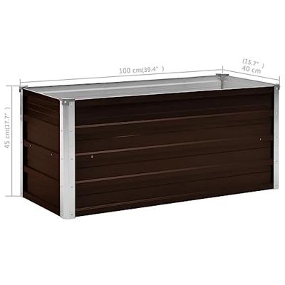 VidaXL Plantenbak verhoogd 100x40x45 cm gegalvaniseerd staal bruin