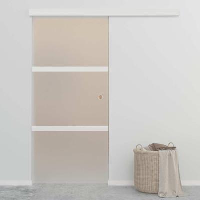 Schuifdeur 90x212 cm ESG-glas en aluminium zilverkleurig