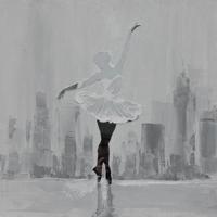 Schilderij -Handgeschilderd - Ballerina in zwart wit - 100x100cm - thumbnail