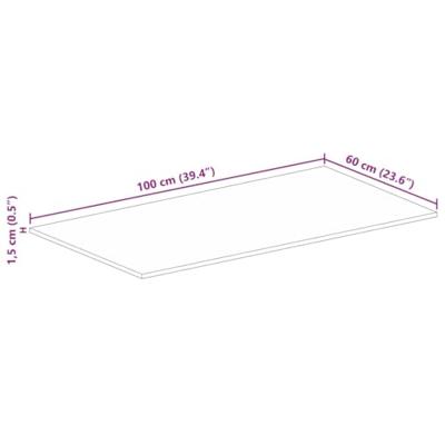 Tafelblad rechthoekig 100x60x1,5 cm massief gerecycled hout