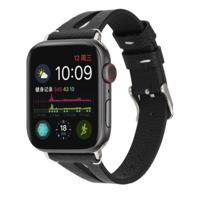 Eenvoudige V-vormige lederen band voor Apple Watch Series & 40mm/3 & 2 & 1 38mm (zwart) - thumbnail