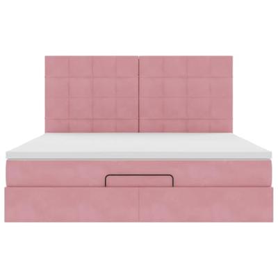 Ottoman bed met matrassen 180x200cm fluweel roze