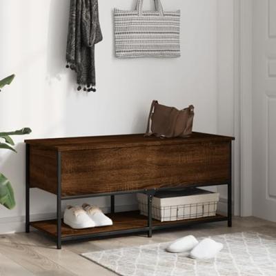 Opbergbankje 100x42,5x47 cm bewerkt hout bruineikenkleurig