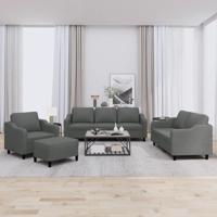 4-delige Loungeset met kussens stof donkergrijs - thumbnail