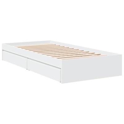 Bedframe met lades bewerkt hout wit 90x200 cm