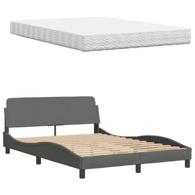 Bed met matras "Hanko" stof donkergrijs 140x190 cm