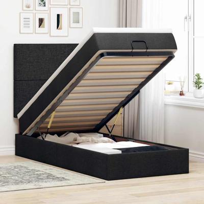 Ottoman bed met matras 80x200cm stof zwart