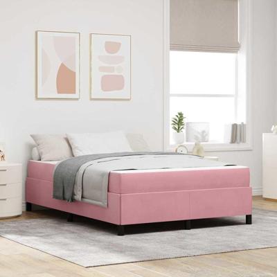 Bedframe met matras Roze en wit 140 x 190 cm Fluweel