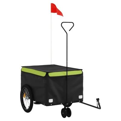 VidaXL Fietstrailer 30 kg ijzer zwart en groen - thumbnail