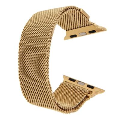 Voor Apple Watch 42mm Milanese lus magnetische roestvrij staal Watchband(Gold)