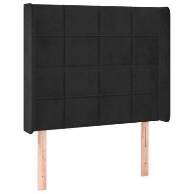 Hoofdbord met randen 83x16x118/128 cm fluweel zwart - thumbnail