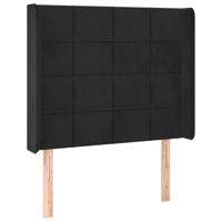 Hoofdbord met randen 83x16x118/128 cm fluweel zwart - thumbnail