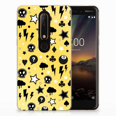 Silicone Back Case Nokia 6 (2018) Punk Geel Silicone Back Case Nokia 6 (2018) Punk Geel