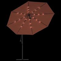 VidaXL Zweefparasol met led-verlichting 350 cm terracottakleurig - thumbnail