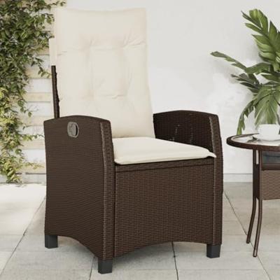 Tuinstoelen 2 st verstelbaar met kussens poly rattan bruin Tuinstoelen 2 st verstelbaar met kussens poly rattan bruin
