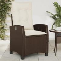 Tuinstoelen 2 st verstelbaar met kussens poly rattan bruin - thumbnail
