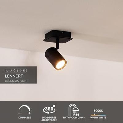 Lucide LENNERT - Plafondspot Badkamer - LED Dimb. - GU10 - 1x5W 3000K - IP44 - Zwart Lucide LENNERT - Plafondspot Badkamer - LED Dimb. - GU10 - 1x5W 3000K - IP44 - Zwart