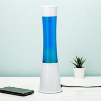 Lavalamp wit met blauwe vloeistof en mint lava - thumbnail